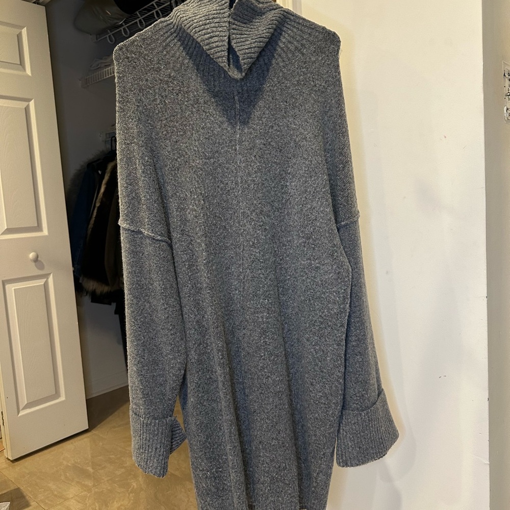PrettyLittleThing Cozy Gray Turtleneck Knit Sweater Dress